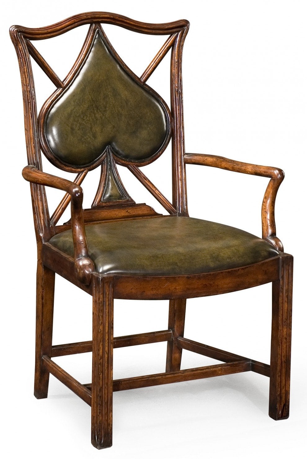 Armchair Spade Playing Card - English Green Leather