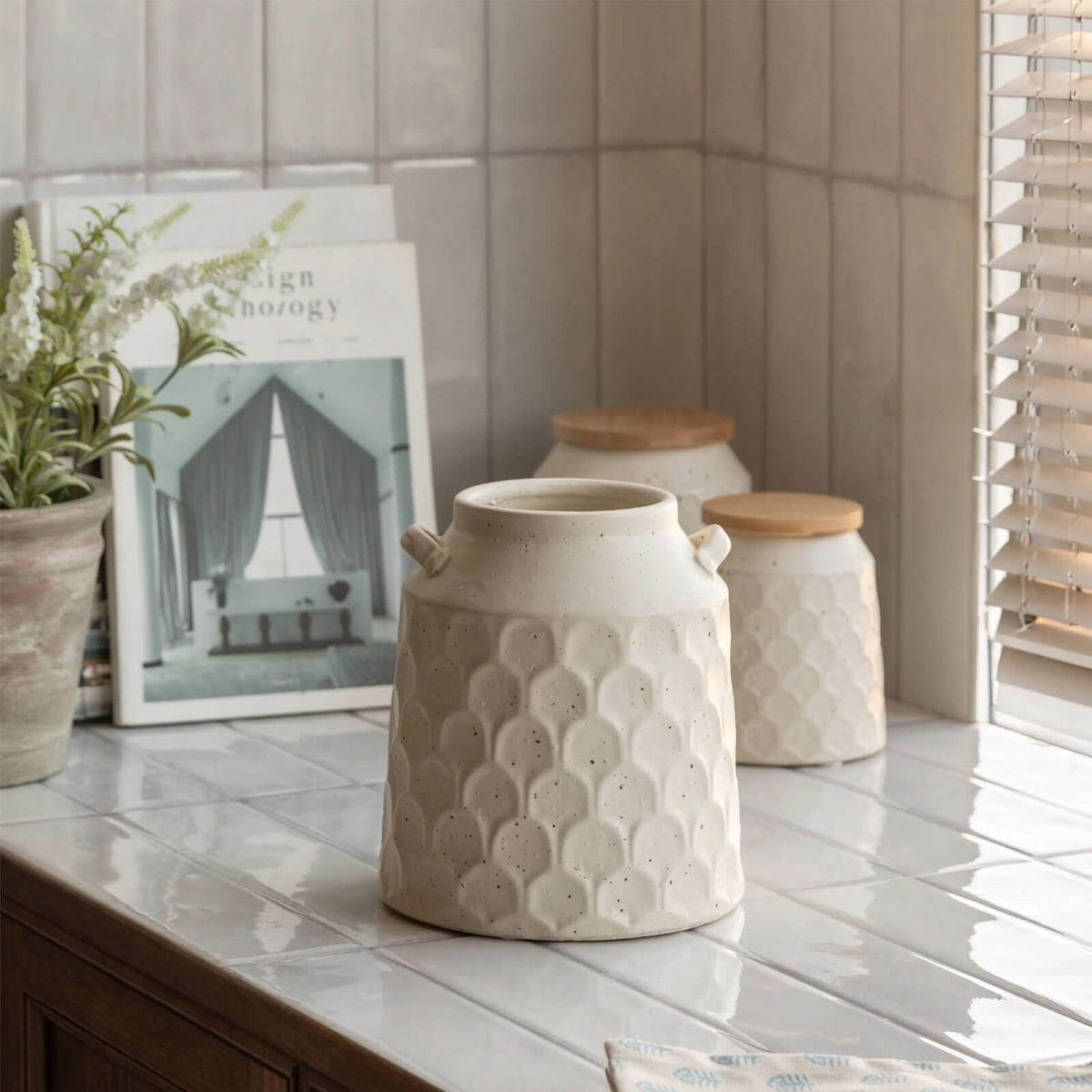 Speckle Utensil Jar in Neutral