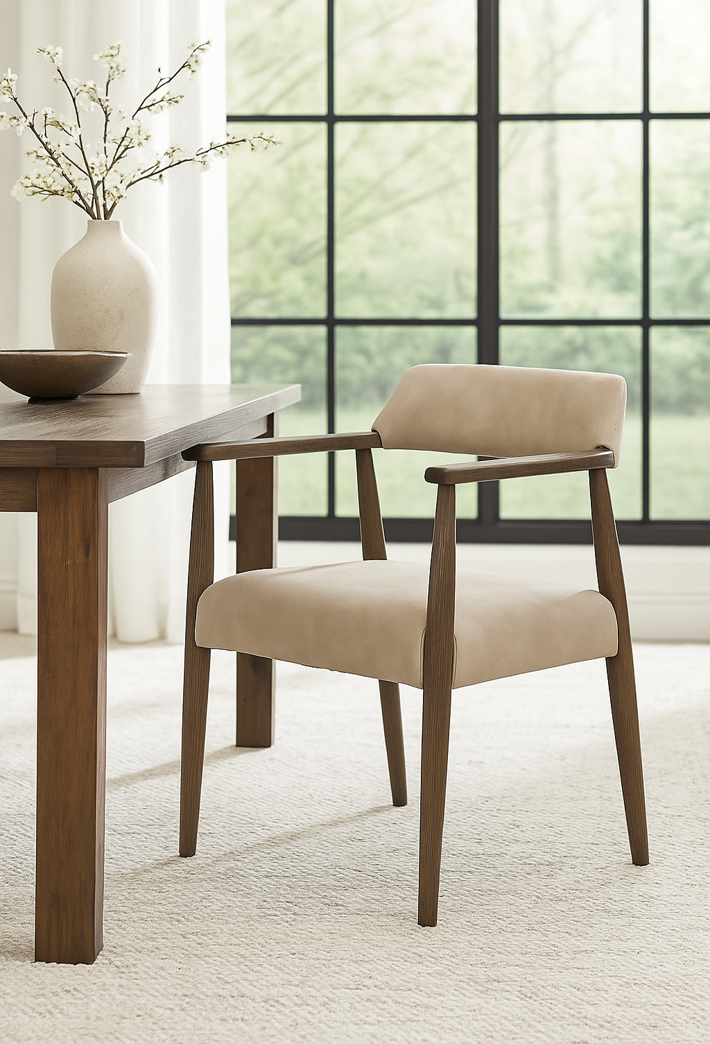 Stonehouse Dining Chair in Taupe Italian Leather