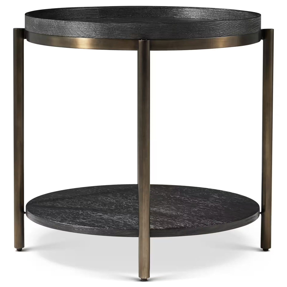 Repose Round Side Table in Charcoal Oak