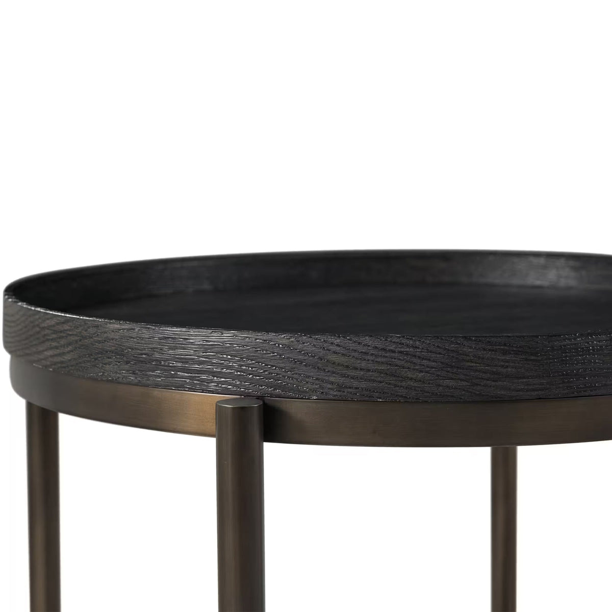 Repose Round Side Table in Charcoal Oak