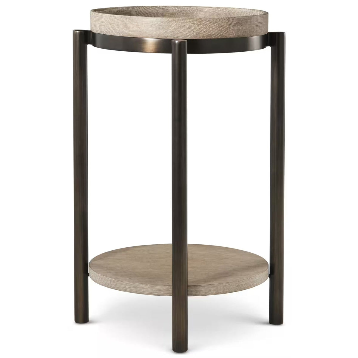 Repose Iron Drink Table in Grey Oak