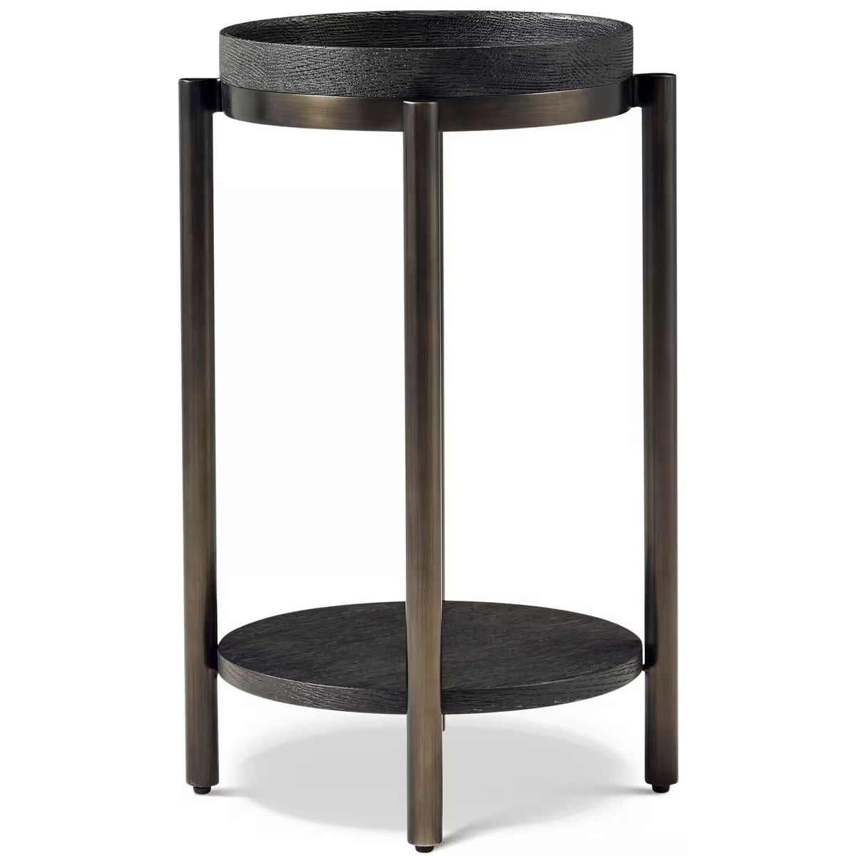Repose Iron Drink Table in Charcoal Oak