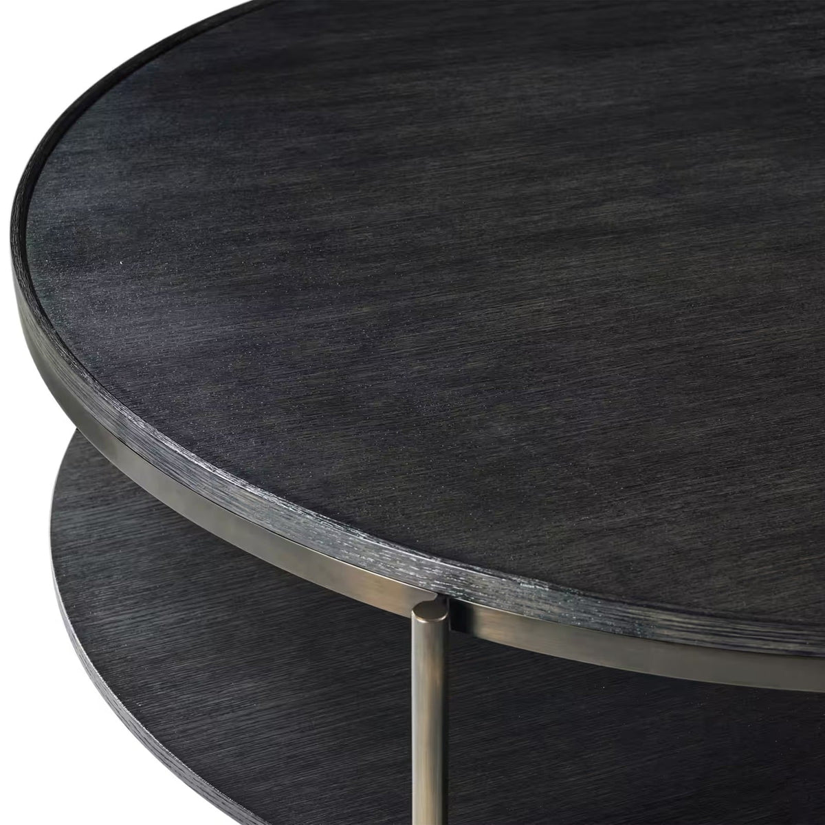 Repose Round Coffee Table in Charcoal Oak