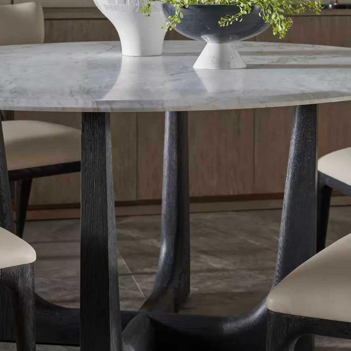 Repose Round Dining Table in Charcoal Oak - 152cm