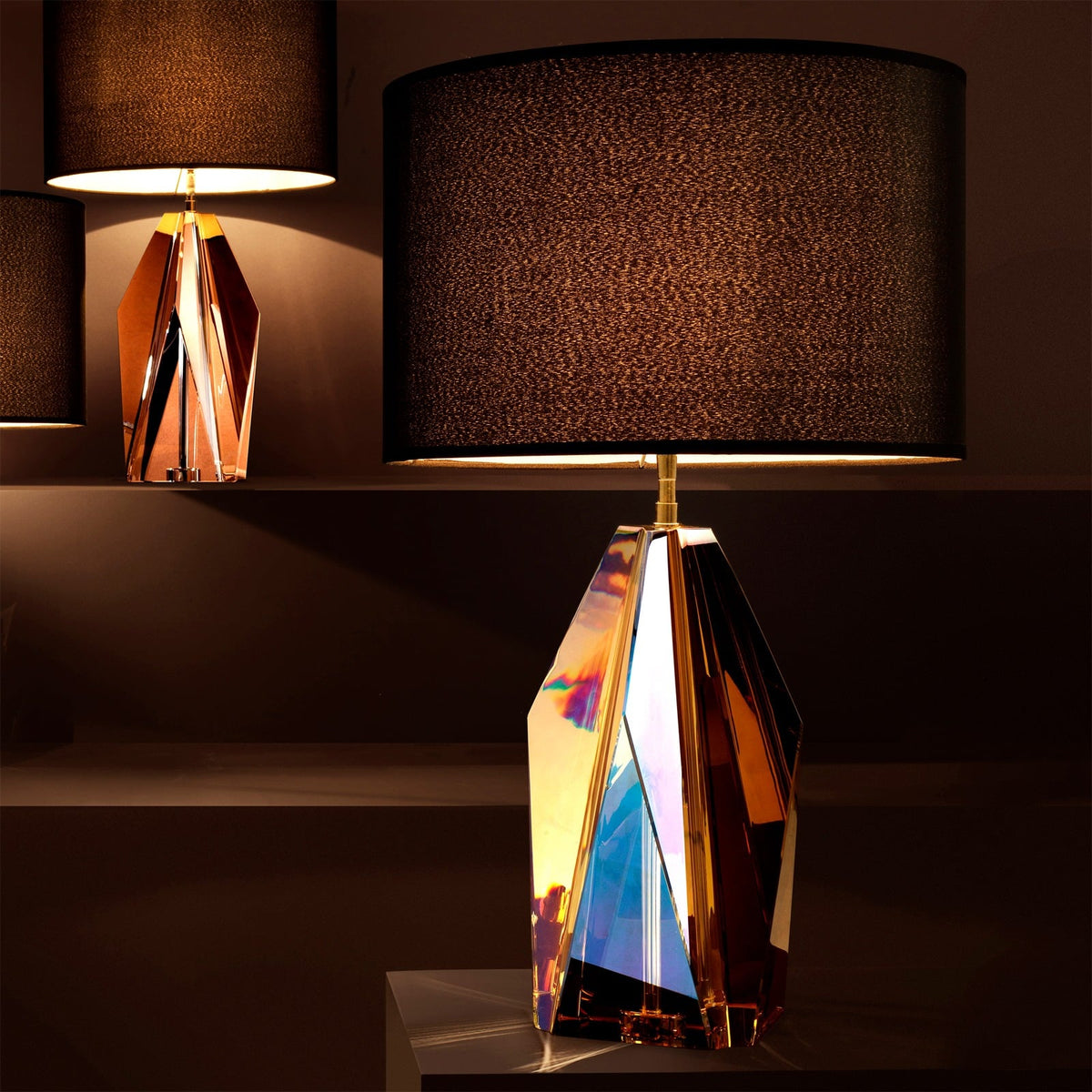 Setai Table Lamp in Amber Crystal