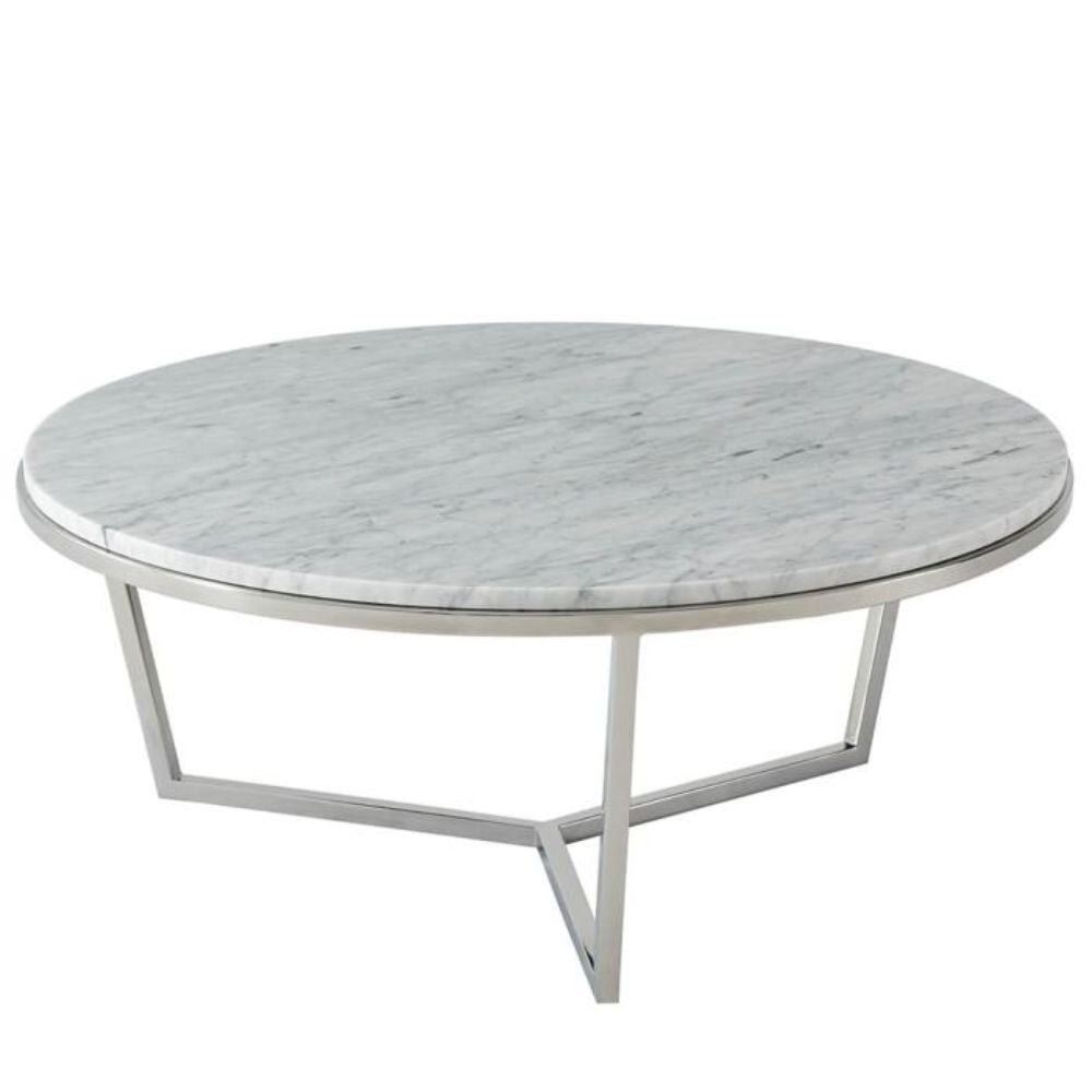 Clearance Ta Studio Small Round Coffee Table Fisher in Marble & Nickel