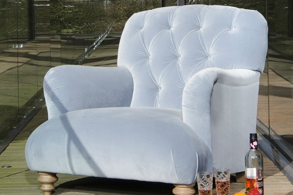 Tetrad Waffle Chair Made to Order in Duck Egg Velvet - Range 3