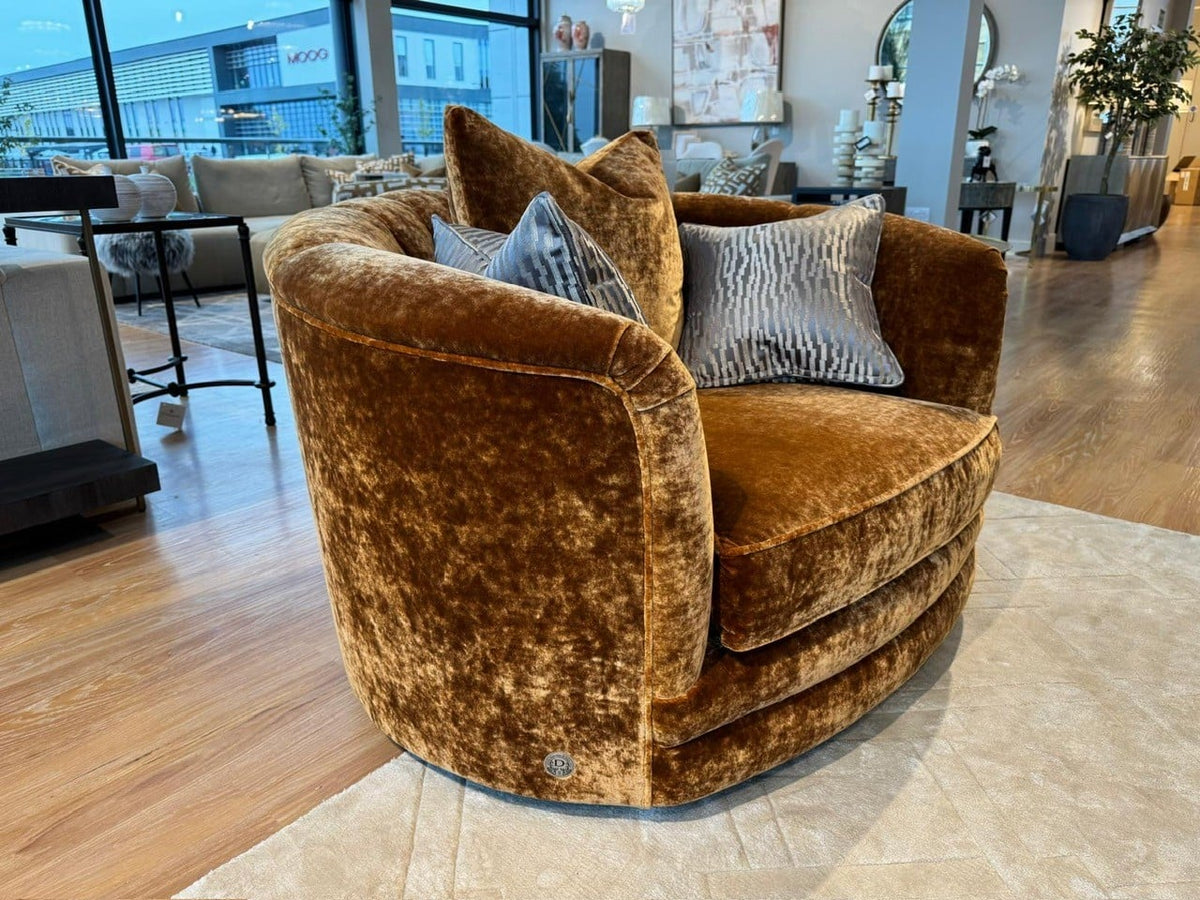 Outlet Duresta Bardot Swivel Chair in Rembrandt Velvet Gold Ochre