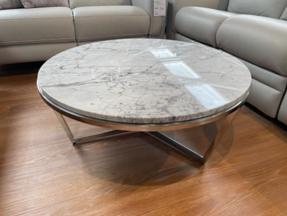 Clearance Ta Studio Small Round Coffee Table Fisher in Marble & Nickel