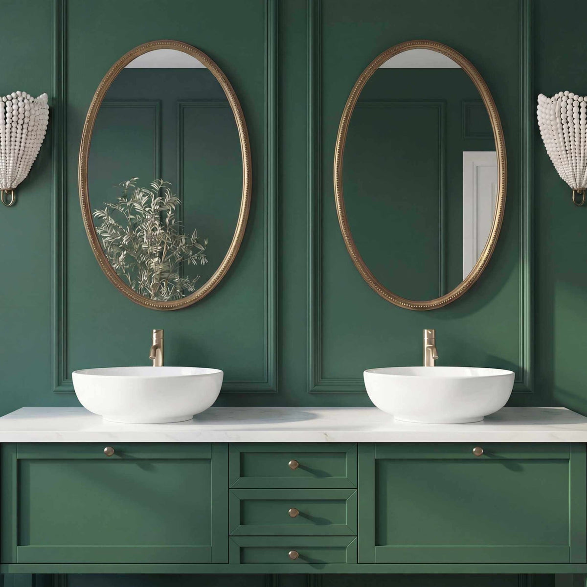 Ellis Beaded Brass Oval Mirror
