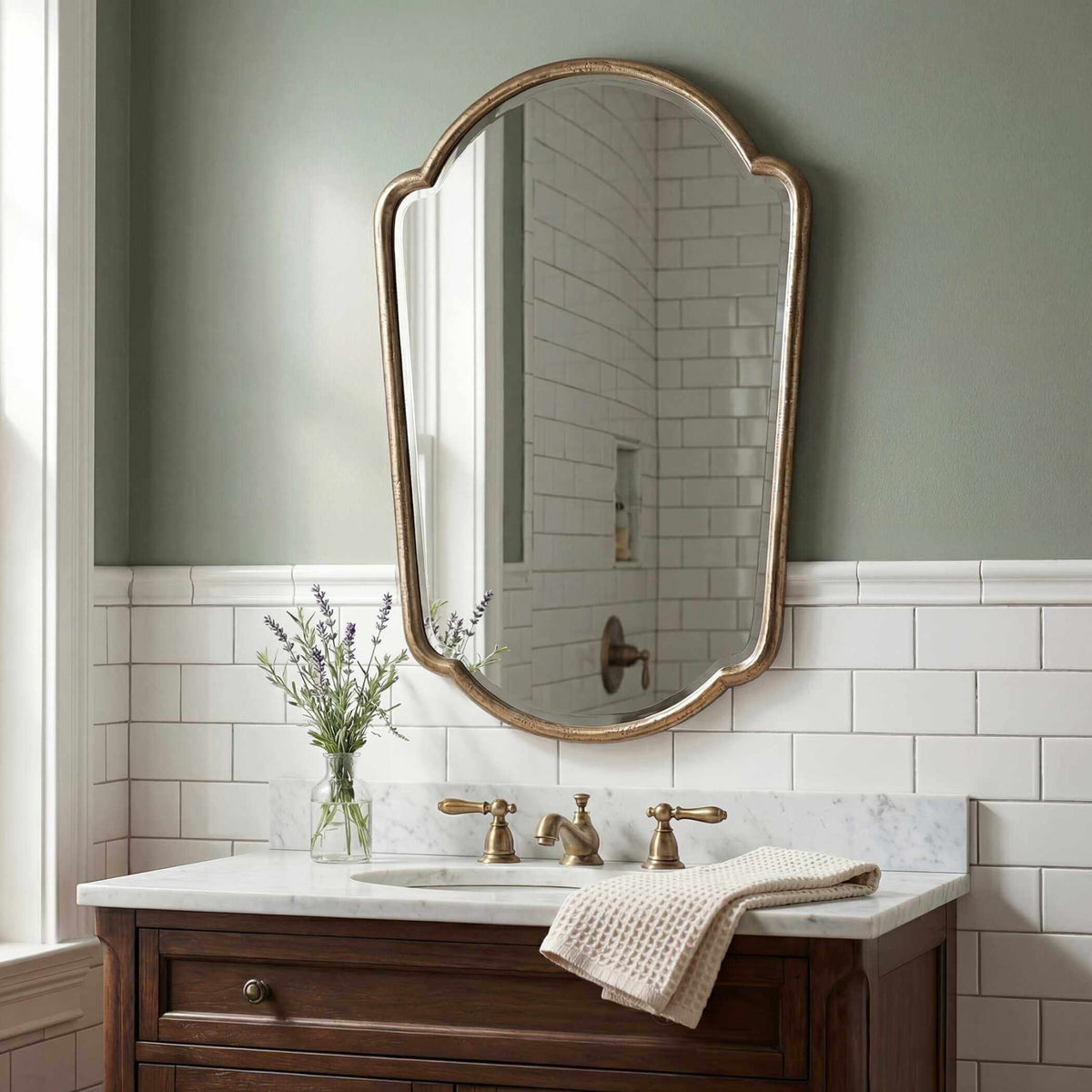 Naomi Antique Brass Mirror