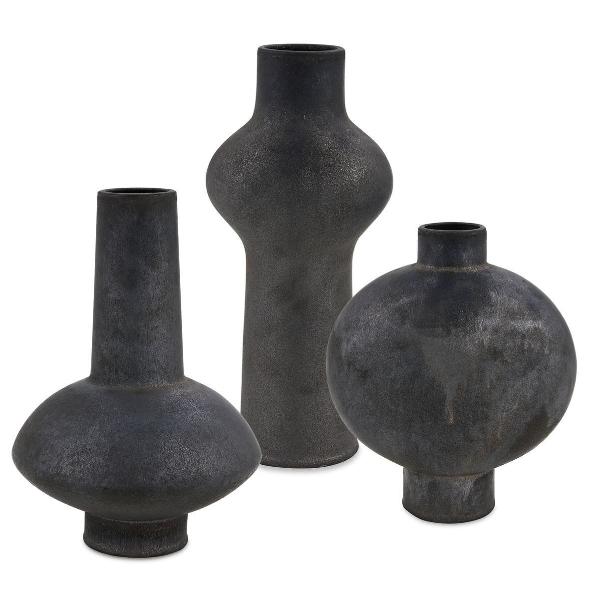 Charcoal Bloom Indoor-Outdoor Vases - Set of 3