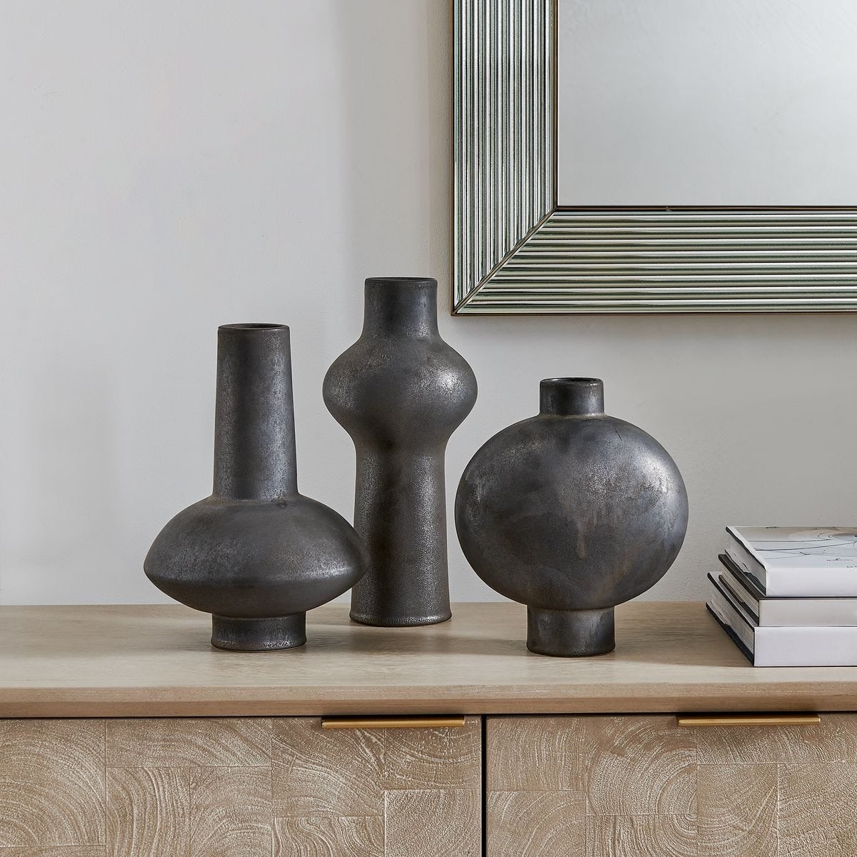 Charcoal Bloom Indoor-Outdoor Vases - Set of 3