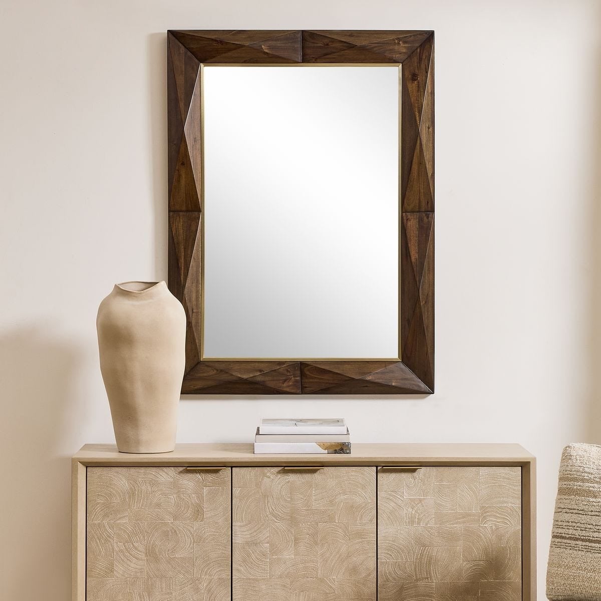 Diamond In The Rough Mirror in Wood