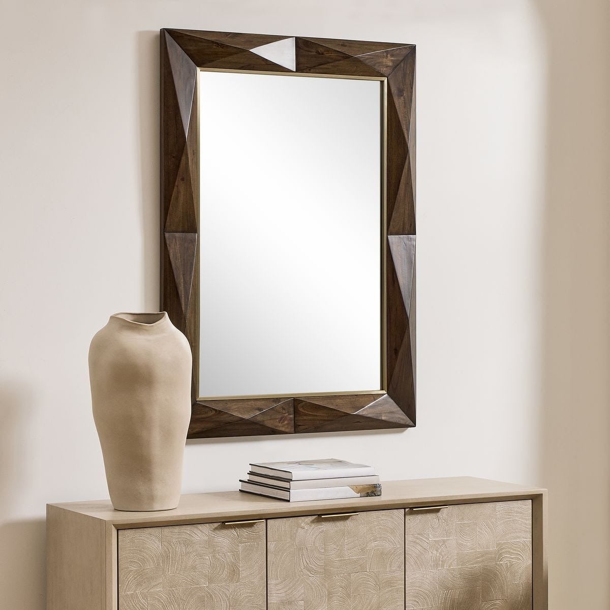 Diamond In The Rough Mirror in Wood
