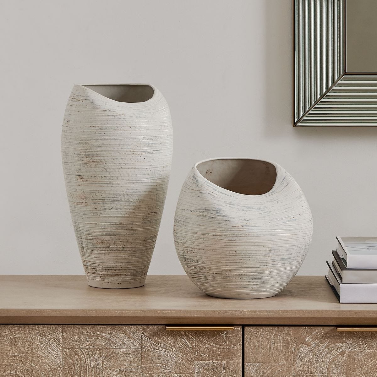 Inara Indoor-Outdoor Vases in White - Set of 2