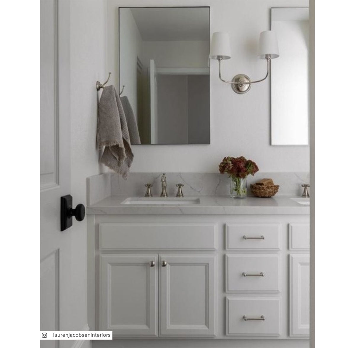 Vendome Double Wall Light in Polished Nickel with Linen Shades
