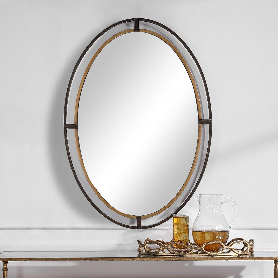 Contrast Oval Mirror Bronze & Gold