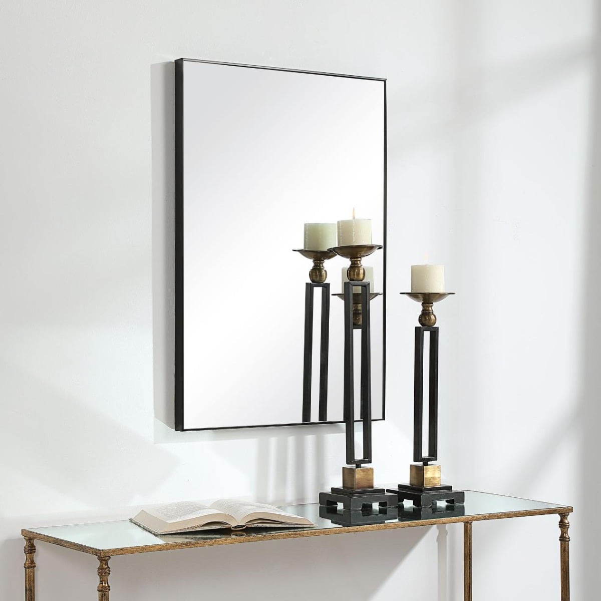 Simple Slim Frame Mirror Black