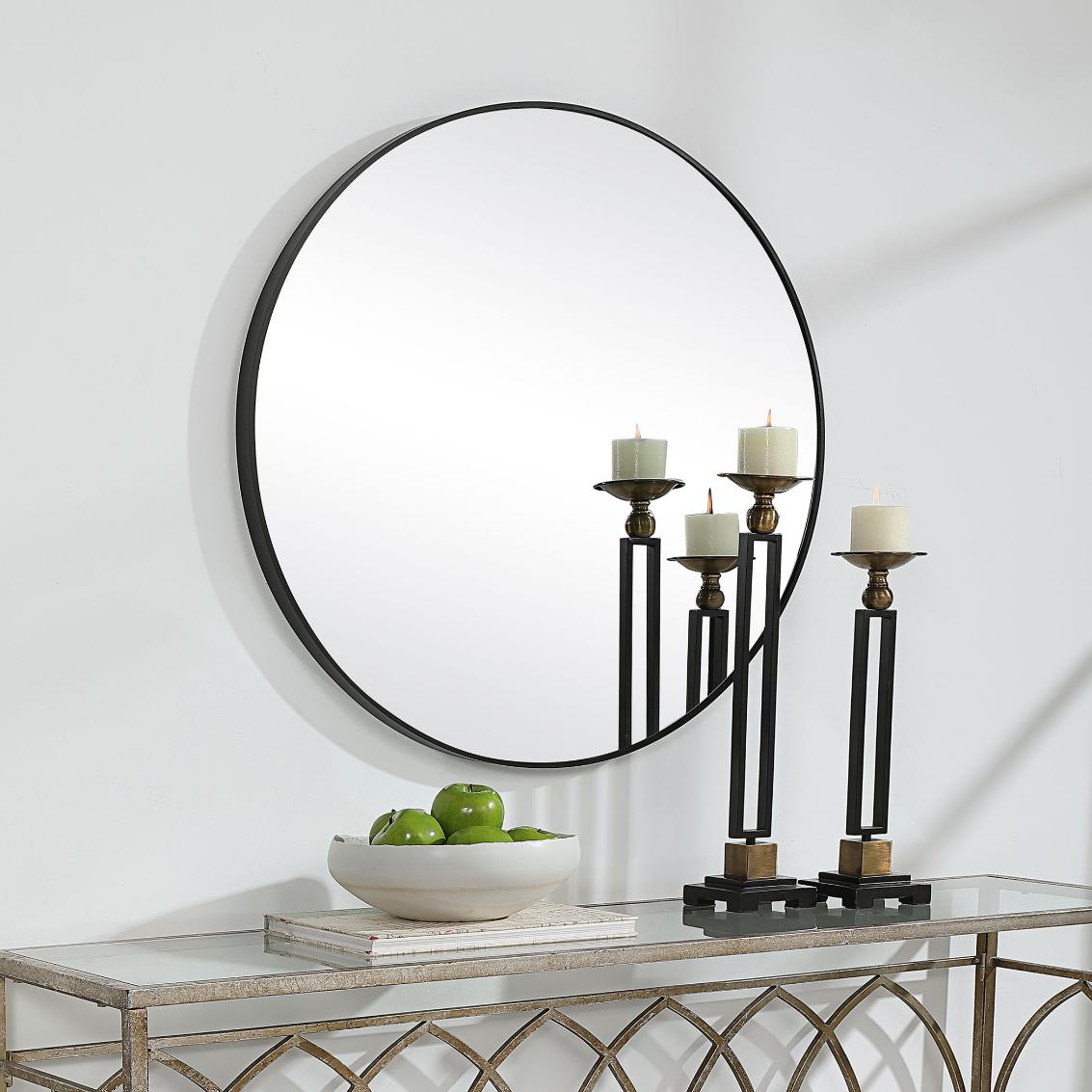 Evelyn Round Mirror Black