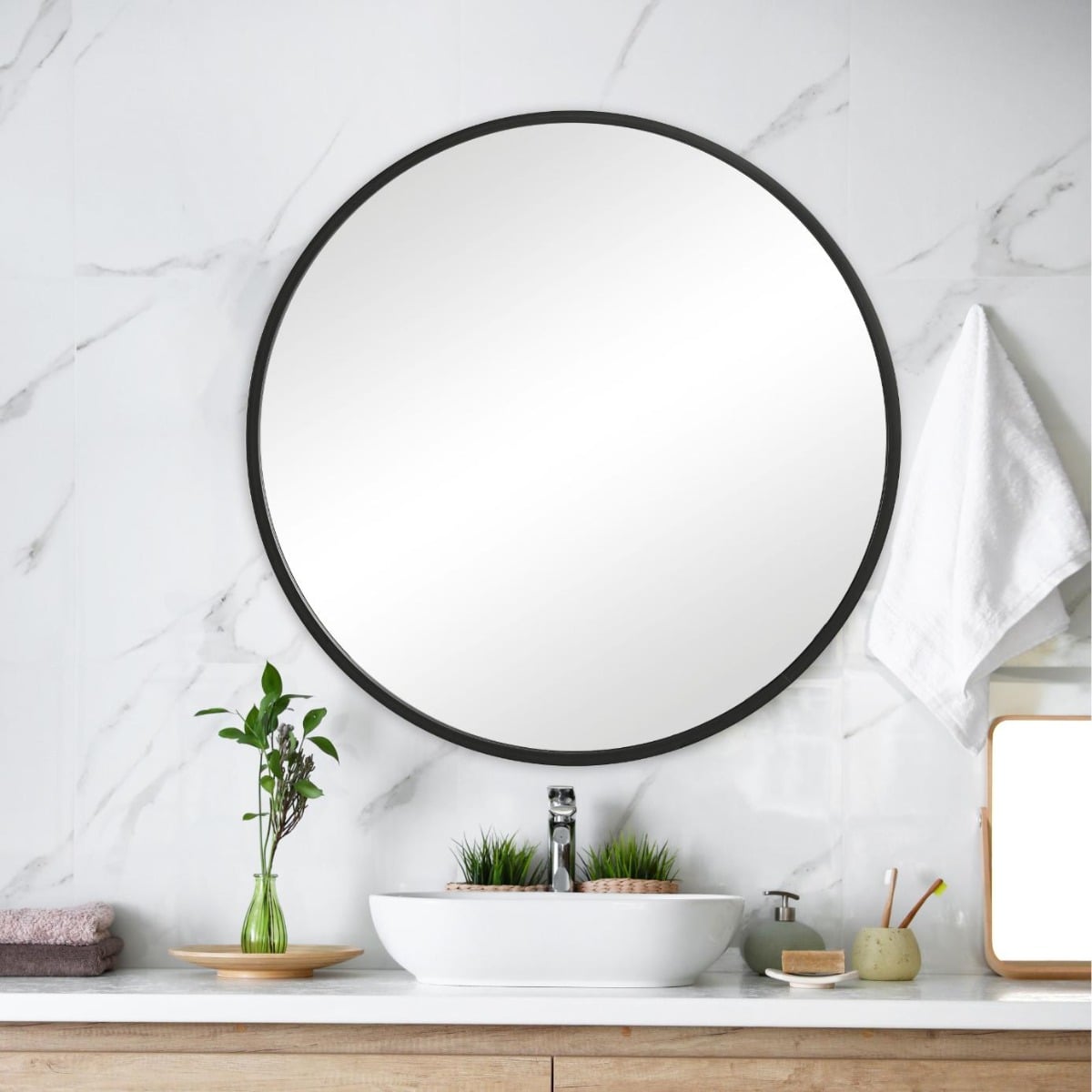 Eve Large Round Mirror Black