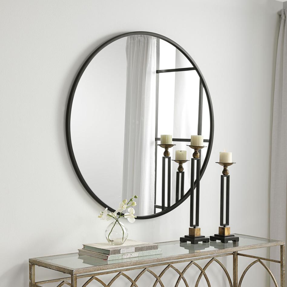 Eve Large Round Mirror Black
