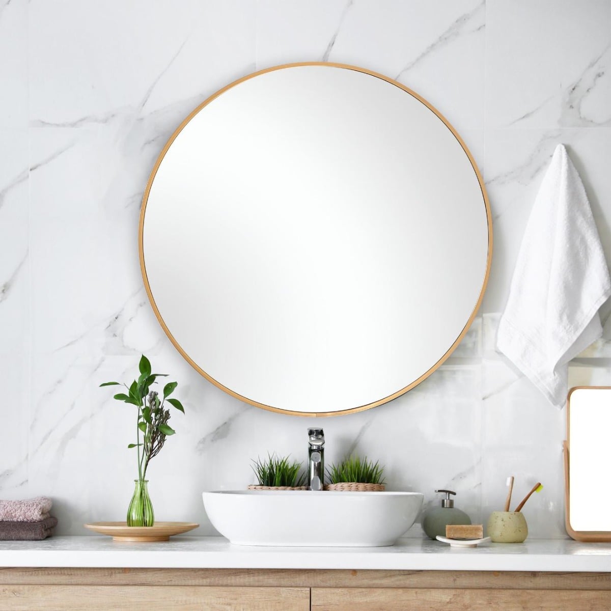 Evelyn Round Mirror Gold