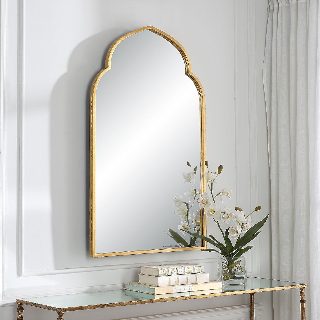 Temple Arched Mirror in Gold