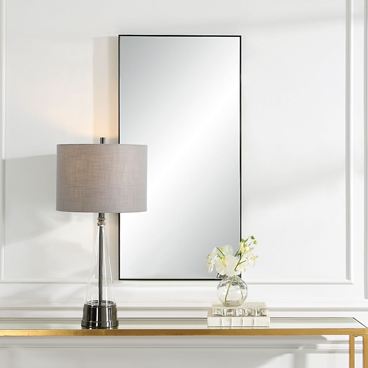 Slim Frame Midi Mirror in Black