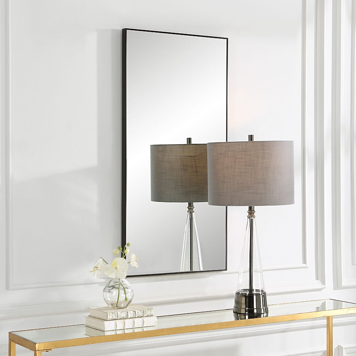 Slim Frame Midi Mirror in Black