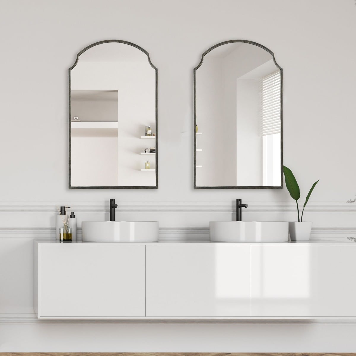 Beatrice Arched Mirror in Brushed Bronze