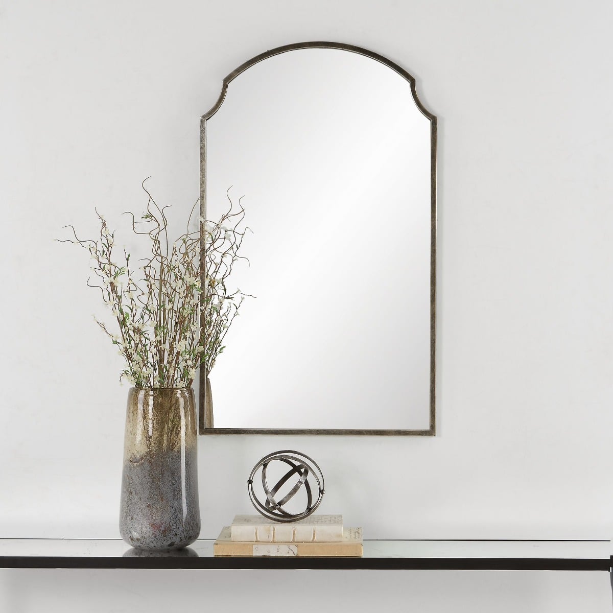Beatrice Arched Mirror in Brushed Bronze