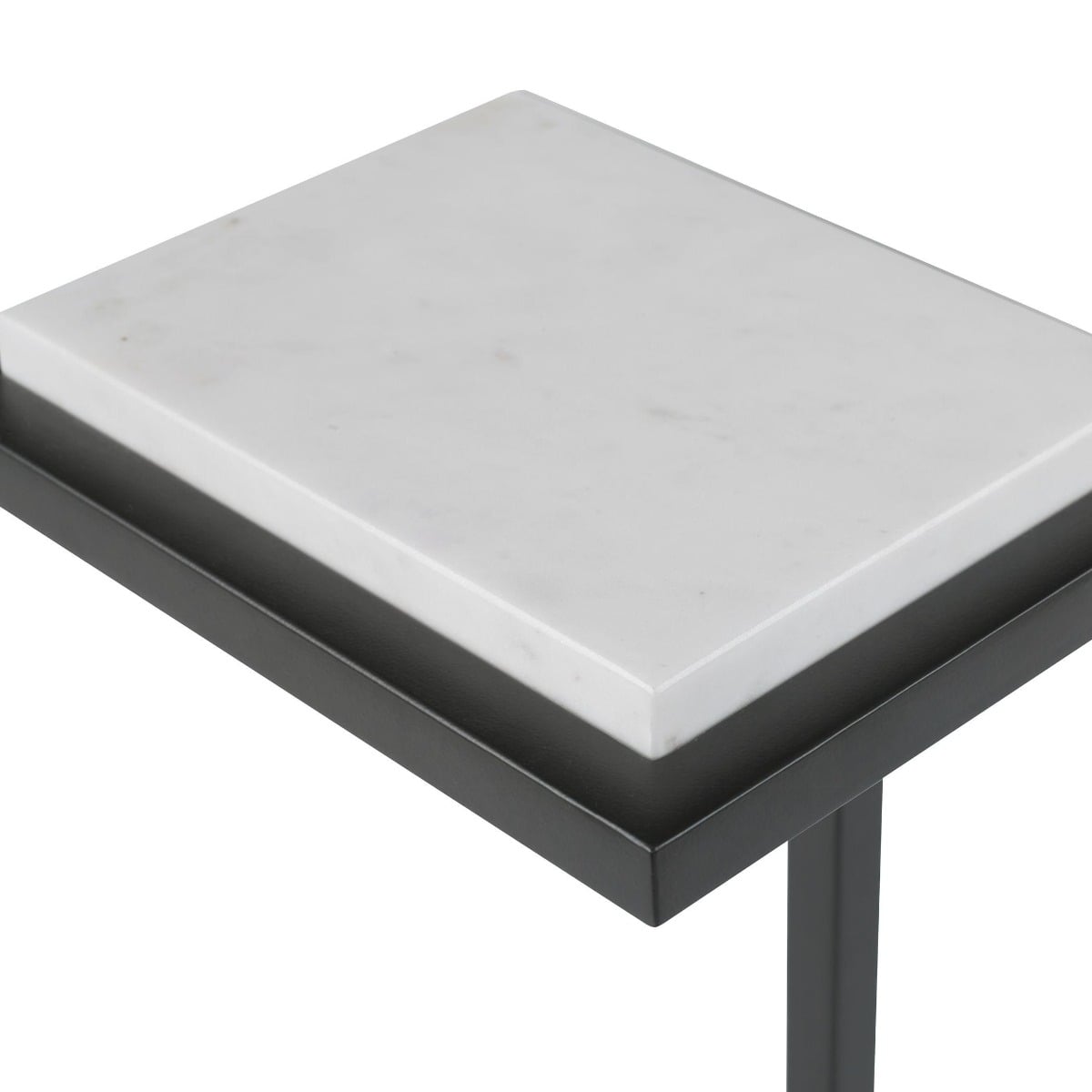 Served Accent Table White Marble & Black