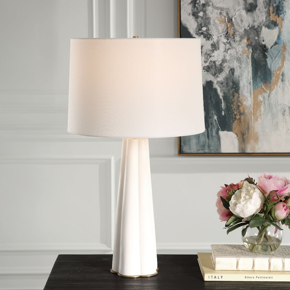 Darcy Table Lamp in White Satin Glaze