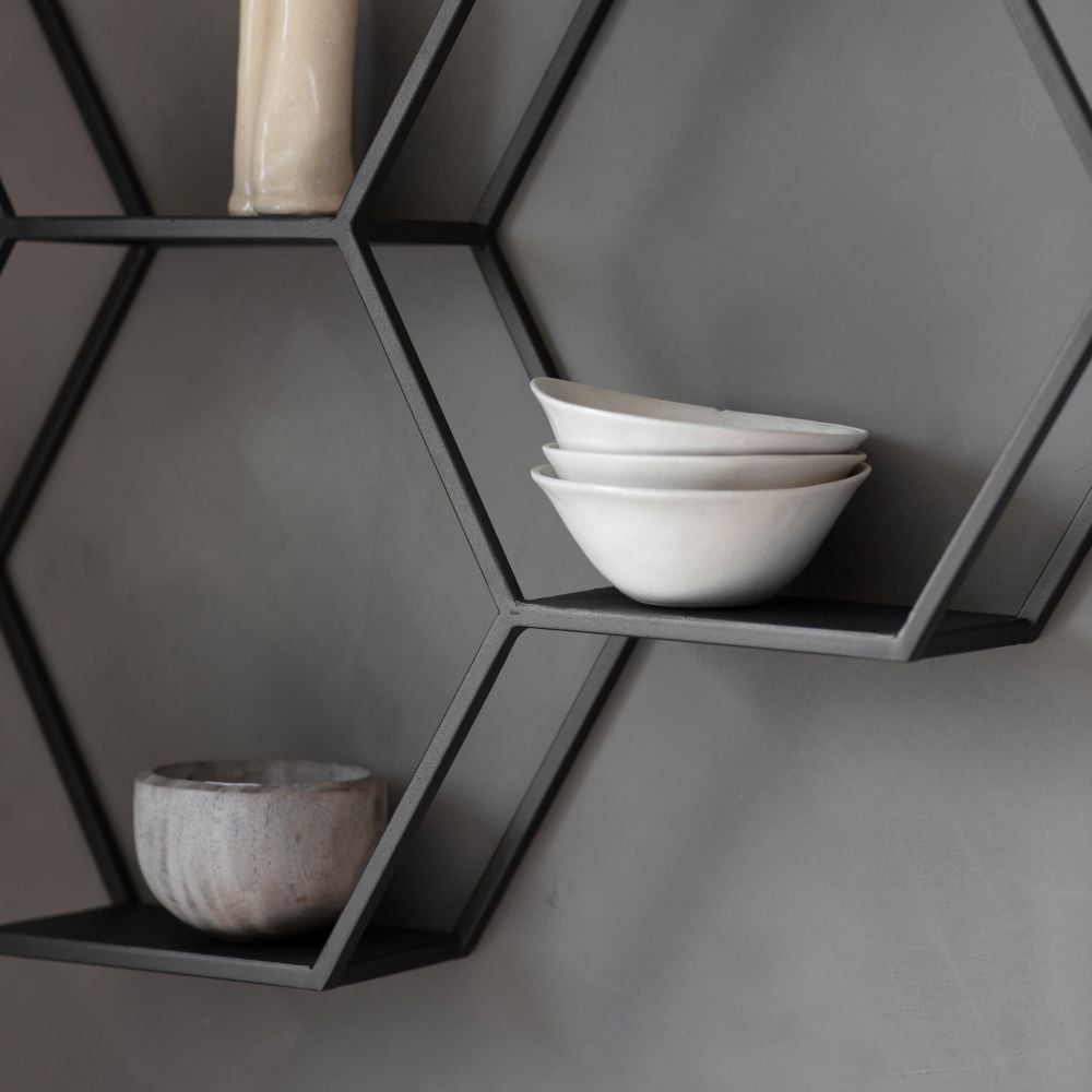 Black Hexagon Shelves