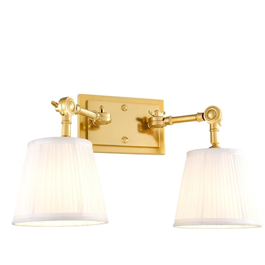 Wentworth Double Wall Light with Shades Gold & White
