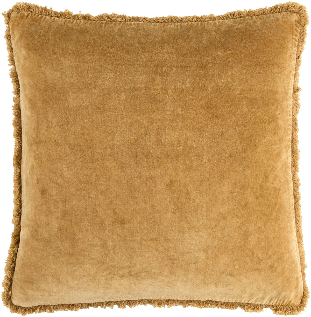 Washed Cotton Velvet Woven Cushion in Ochre - 51 x 51 cm