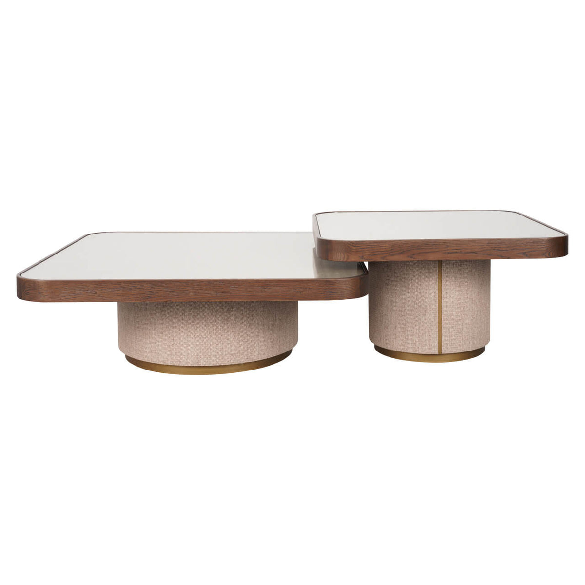 Willox Nesting Coffee Tables in Beige With Glass Top, Set of 2