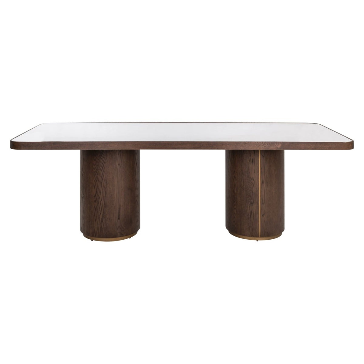 Willox Rectangular Dining Table in Beige with Glass Top 235cm