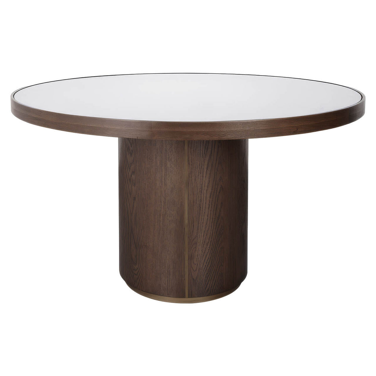 Willox Round Dining Table in Beige with Glass Top 130cm