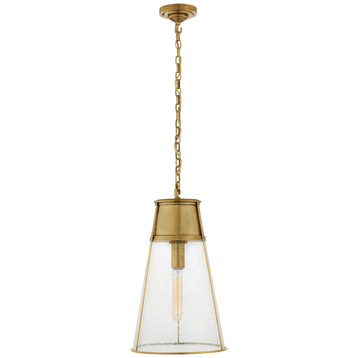 Ex-Display Robinson Large Pendant | Antique Brass & Seeded Glass (1 available only)