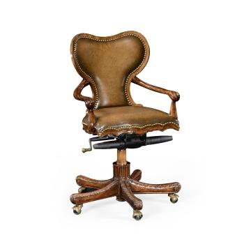 Double Lobed Shaped Mahogany Office Chair