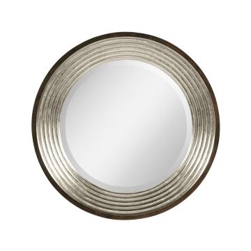 Contemporary Circular Silver Espresso Recessed Mirror