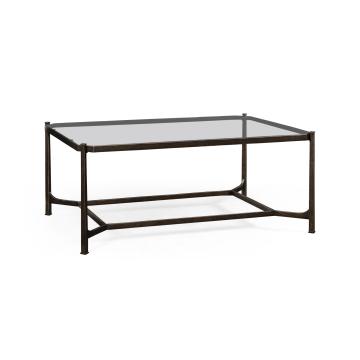 Patinated bronze finish rectangular coffee table