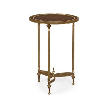 Small Round Dark Santos & Brass End Table