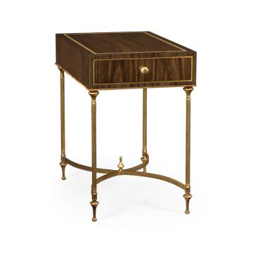 Rectangular Dark Santos & Brass End Table