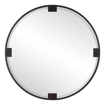 Cornelia Black Round Mirror