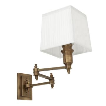 Lexington Swing Arm Wall Light Brass & White