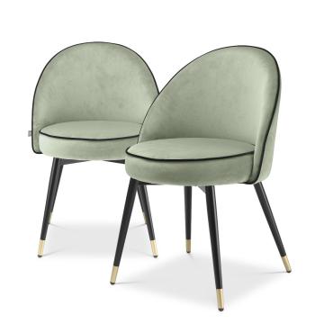 Cooper Dining Chair Set of 2 in Green Velvet